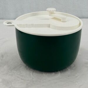 Vintage Copco Salad Spinner Hunter Green & White Manual Kitchen Tool Made in USA